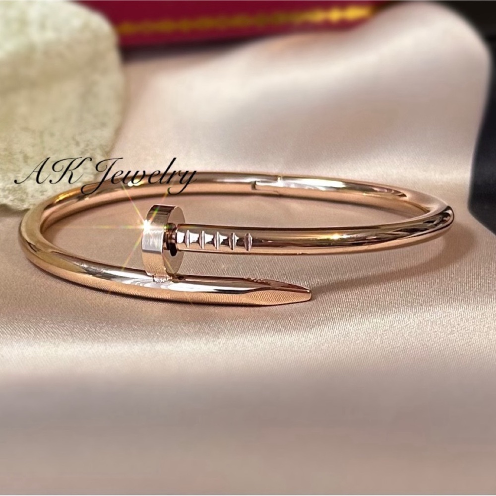 💎LUXURY Rose Gold BRACELET Nail Style Bracelet Stackable Bangle